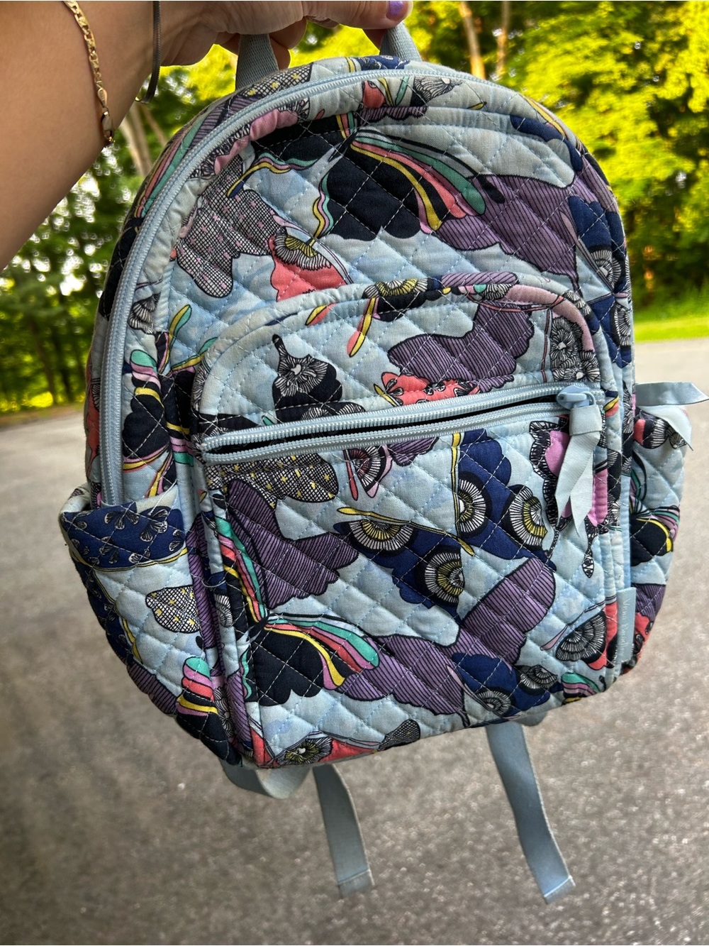 Vera Bradley Light Blue Quilted Butterfly Mini Backpack